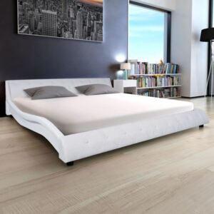 Rama łóżka 180x200 cm, ze sztucznej skóry, biała