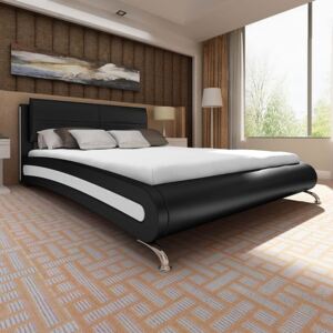 Rama łóżka ze skóry syntetycznej, 200 x 180, czarno-biała
