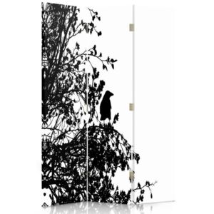 Parawan pokojowy, trzyczęściowy, dwustronny, na płótnie Canvas, Czarno-biały ptak (110X150)