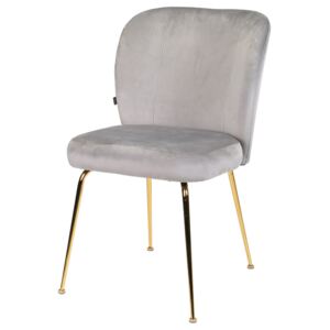 SELSEY Krzesło tapicerowane Alruba szare na złotych nogach
