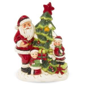 Figurka świąteczna choinka i mikołaj z dziećmi LED