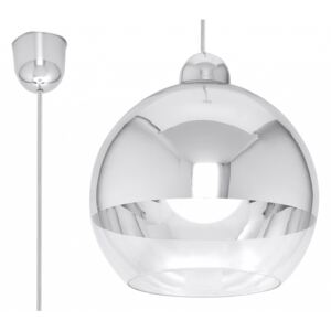 SOLLUX Nowoczesna designerska Lampa wisząca Cosmo 1 Kula Chrom Srebrna Zwis Sufitowy LED