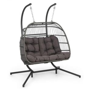 Blumfeldt Biarritz Double, fotel wiszący, dwuosobowy, poduszka na siedzisko, 130 kg, ciemnoszary
