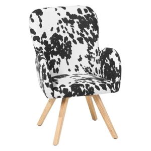 Fotel tapicerowany czarno-biały BJARN
