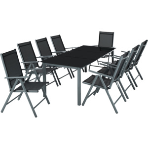 Komplet ogrodowy z aluminium stół i 8 krzeseł ciemnoszary