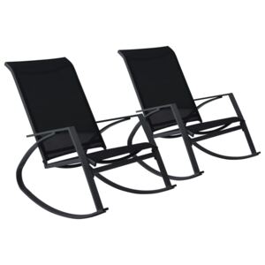 Ogrodowe krzesła bujane, 2 szt., textilene, czarne