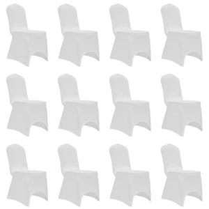 Elastyczne pokrowce na krzesła, białe, 12 szt