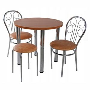 Stół koło 68 cm + 2 krzesła cezar + taboret; pufa