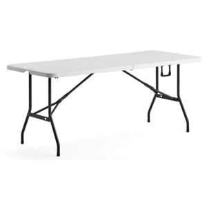 Składany stół plastikowy KLARA, 1800x750x745 mm, biały, czarny