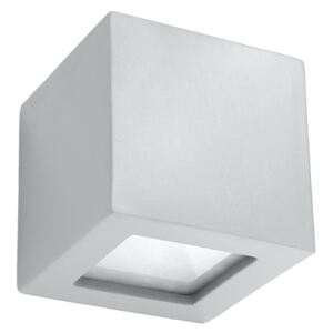 Atrakcyjna lampa ścienna Kinkiet LEO SZARY ceramiczny kostka oprawa E27 kolor szary styl nowoczesny idealna do salonu korytarza sypialni oświetlanie minimalistyczny design LED Sollux Ligthing