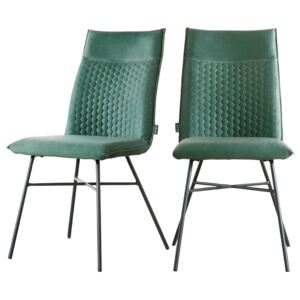 SELSEY Zestaw dwóch krzeseł tapicerowanych Carlyn ciemnozielone pikowane