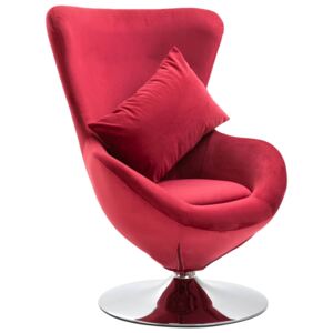 Fotel obrotowy z poduszką, czerwony, aksamitny