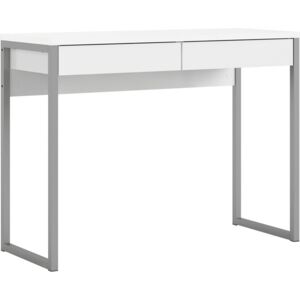 Białe biurko na metalowych nogach, styl skandynawski