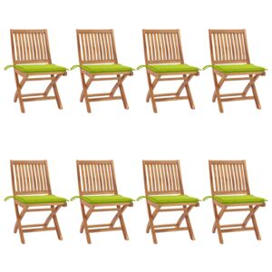 Składane krzesła ogrodowe z poduszkami, 8 szt., drewno tekowe