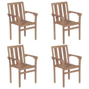 Sztaplowane krzesła ogrodowe, 4 szt., lite drewno tekowe
