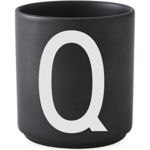 Kubek porcelanowy AJ czarny litera Q