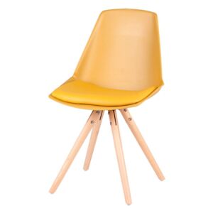 Zestaw 4 żółtych krzeseł z nogami z drewna bukowego sømcasa Bella