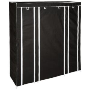 Tectake 402528 tekstylna szafa składana ubraniowa z 12 półkami i drążkiem - czarny