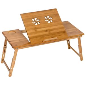 Tectake 401654 stół do laptopa wykonany z drewna, z regulacją wysokości, 72x35x26cm - brązowy