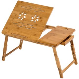 Tectake 401653 stół do laptopa wykonany z drewna, z regulacją wysokości, 55x35x26cm - brązowy