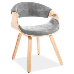 Dębowe krzesło jadalniane Dakota Velvet w stylu skandynawskim