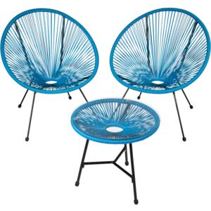 Tectake 403311 zestaw 2 krzeseł ze stolikiem - gabriella - niebieski