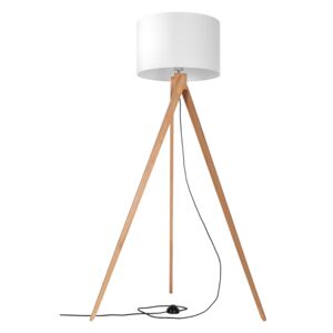 SOLLUX Designerska Lampa Stojąca PODŁOGOWA LEGNO 160 CM Biały Abażur Naturalne Drewno
