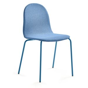 Krzesło GANDER, 4 nogi, siedzisko 450 mm, tkanina, niebieski