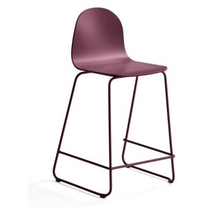Krzesło barowe GANDER, płozy, siedzisko 630 mm, lakierowany, ciemnoczerwony