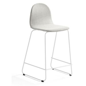 Krzesło barowe GANDER, płozy, siedzisko 630 mm, tkanina, beżowy