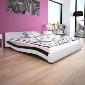 Rama łóżka 160x200cm, sztuczna skóra, czarno-biała