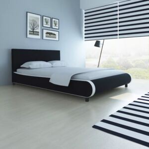Łóżko ze sztucznej skóry, 140 x 200 cm, czarne