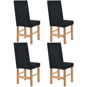 Elastyczne pokrowce na krzesła, pikowane, 4 szt., czarne