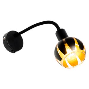 Designerska lampa ścienna czarna ze złotem z elastycznym ramieniem - Melone Oswietlenie wewnetrzne