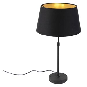 Lampa stołowa regulowana czarna klosz bawełniany czarny 35cm - Parte Oswietlenie wewnetrzne