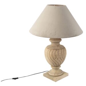 Rustykalna lampa stołowa klosz aksamitny szarobrązowy 55 cm - Tansy Oswietlenie wewnetrzne
