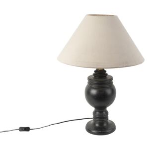 Rustykalna lampa stołowa klosz aksamitny szarobrązowy 50 cm - Sage Oswietlenie wewnetrzne