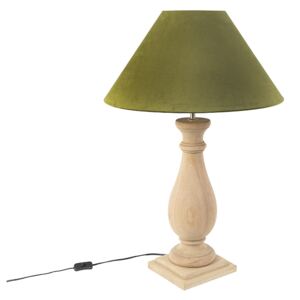 Rustykalna lampa stołowa klosz aksamitny zielony mech 55 cm - Burdock Oswietlenie wewnetrzne