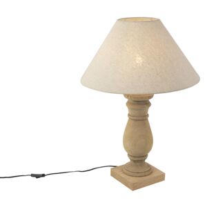 Rustykalna lampa stołowa klosz lniany beżowy 50 cm - Catnip Oswietlenie wewnetrzne
