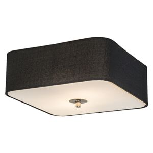 Klasyczny Plafon / Lampy sufitowe kwadratowy czarny 30cm - Drum Deluxe Jute Oswietlenie wewnetrzne