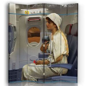 Parawan pokojowy, czteroczęściowy, na płótnie Canvas, Kobieta w samolocie (145X175)