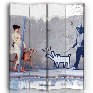 Parawan pokojowy, czteroczęściowy, na płótnie Canvas, Szczekający pies (145X175)