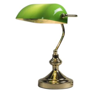 Klasyczna lampa bankierka mosiądz zielone szkło - Banker Oswietlenie wewnetrzne