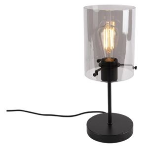 Designerska lampa stołowa czarna przydymione szkło - Dome Oswietlenie wewnetrzne