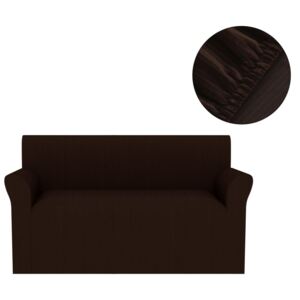 Elastyczny pokrowiec na sofę, prążkowany, brązowy
