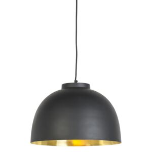 Industrialna lampa wisząca czarna ze złotym wnętrzem 40cm - Hoodi Oswietlenie wewnetrzne