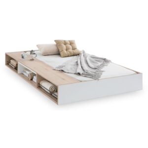 Łóżko z płyty wiórowej z szufladą dla młodzieży Dynamic White / Natur, dł.197xszer.122xwys.24 cm