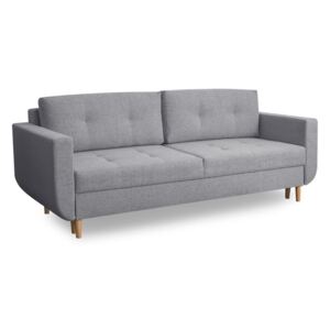 Rozkładana sofa ze schowkiem, tapicerowana tkaniną, 3 osobowa Alva Jasnoszary, dł. 220 x szer. 96 x wys. 88 cm