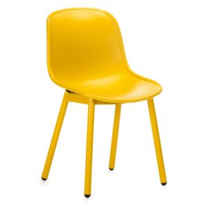 Plastikowe krzesło Odyn z metalowymi nogami, żółte, dł 57 cm x szer 54 cm wys 78 cm