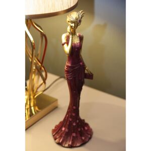 Figurka Woman Glam z żywicy, fioletowy/ złoty, dł.11,5 x szer.10 x wys.31,5 cm